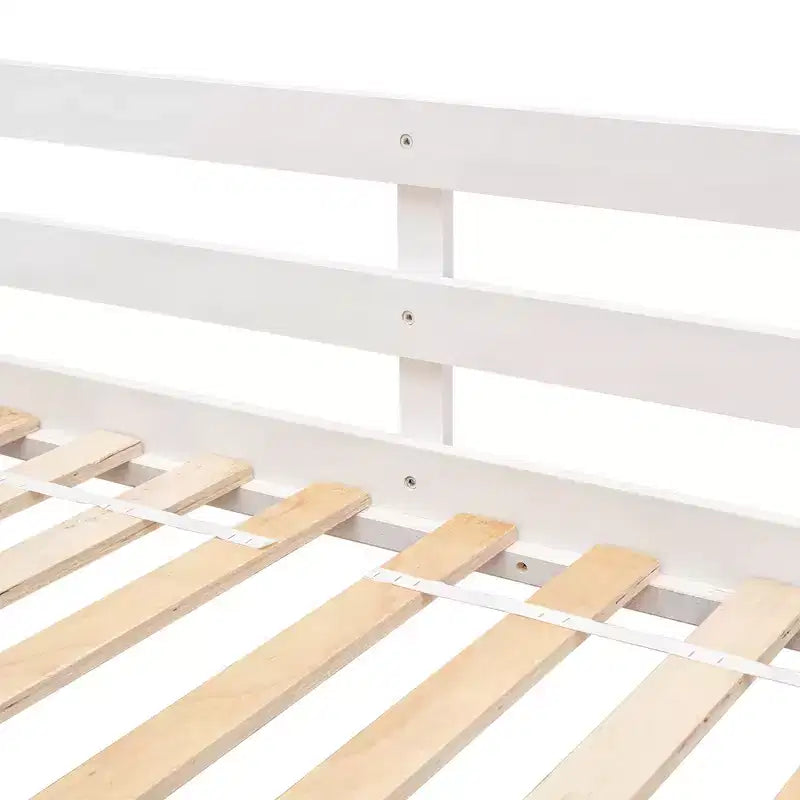 Twin Size House-Shaped Loft Bed, Wood Playhouse Loft Bed with Ladder & Guardrails for Kids