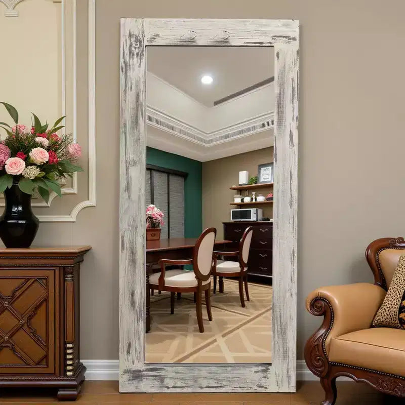 71x31 inch Solid Wood Right Angled Rectangular Used Brown Full-length Mirror (without Bracket)
