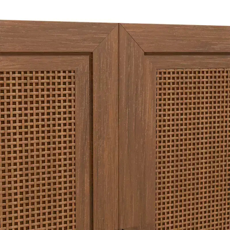 3-Set Rattan Door Sideboard Buffet Storage Cabinets with Adjustable Shelves - 93Lx31H