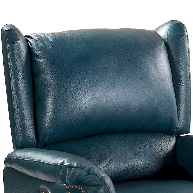 Genuine Leather Power Recliner with USB Port 鈥?Wingback Nailhead Set of 2