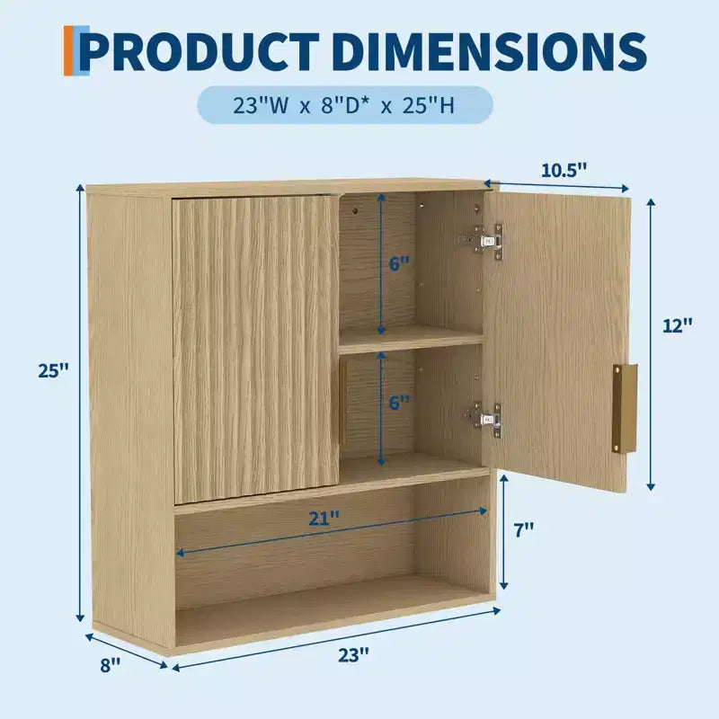 Bathroom Wall Cabinet - Medicine Cabinet with Barn Doors & Adjustable Shelf - 25x23.6x9 Inch Wall Cabinet