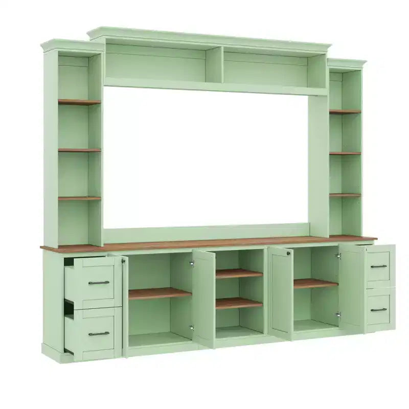 Meuble TV mural 4-en-1 ModernLuxe de style campagnard, convient aux téléviseurs jusqu'à 70 pouces, meuble TV console multimédia avec étagères réglables et tiroirs