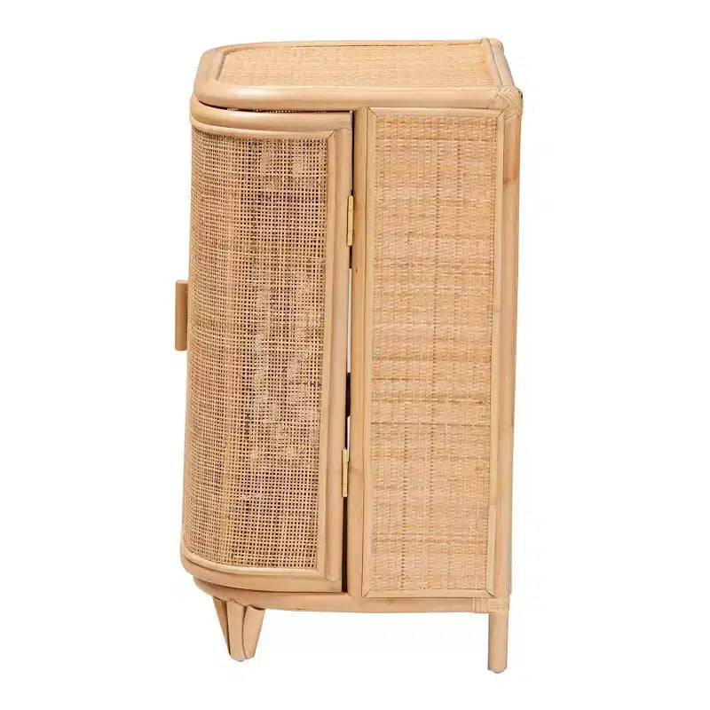 bali & pari Yanka Natural Rattan Storage Cabinet Natural: Handcrafted, 2-Shelf, Bohemian Design