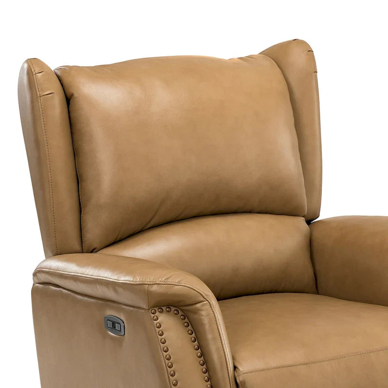 Genuine Leather Power Recliner with USB Port 鈥?Wingback Nailhead Set of 2