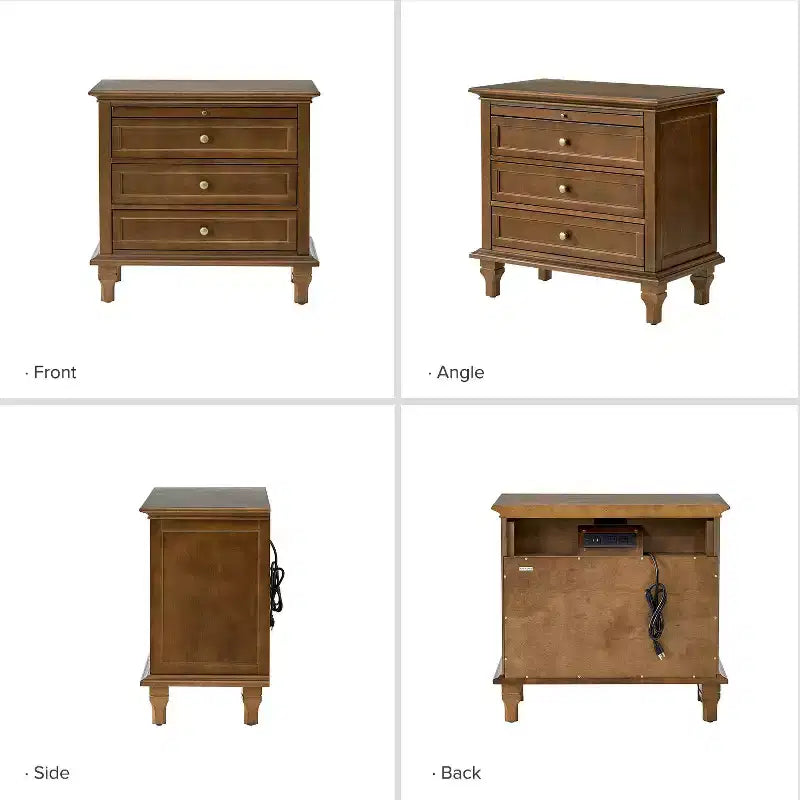 Giorgio 3 - Drawer end table with Built-In Outlets Set of 2|HULALA HOME