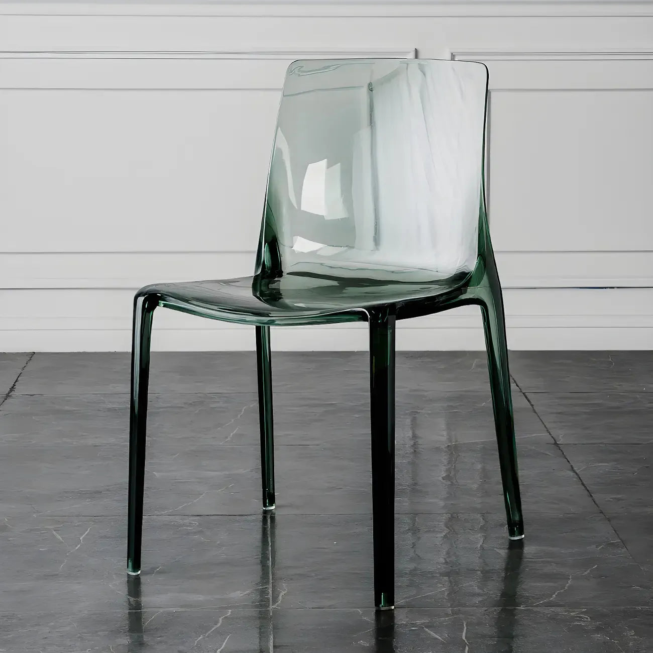 Chaise de salle à manger sans accoudoirs à dossier bas en acrylique ambre