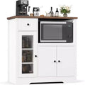 Kitchen Microwave Cabinets with Storage,with 3 Doors,1 Drawer and Adjustable Shelves, Pantry Storage Cabinet