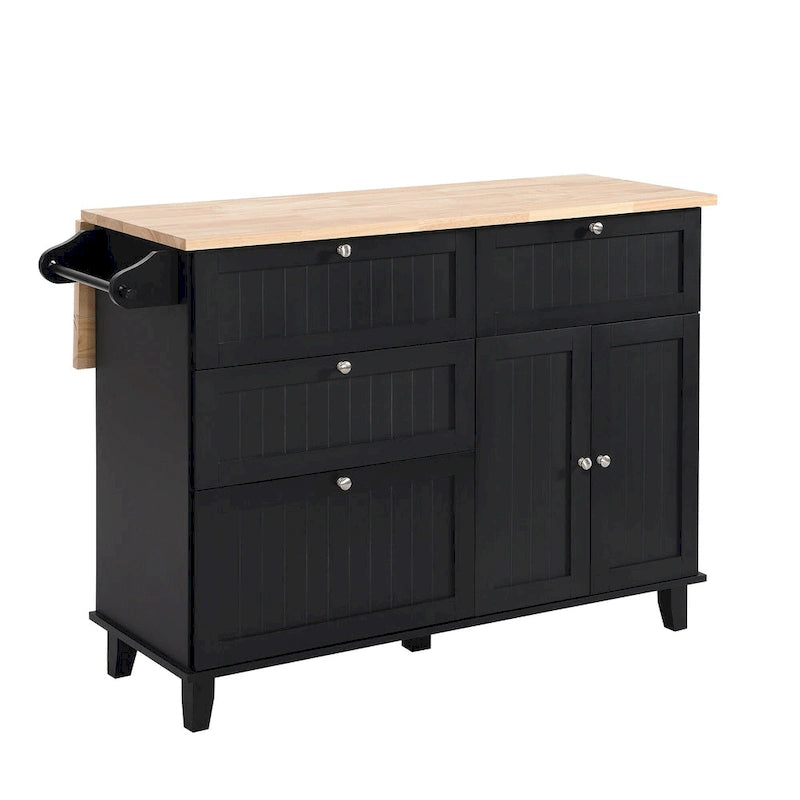 TOPMAX Kitchen Island Set with Drop Leaf and 2 Seatings, Dining Table Set with Adjustable Shelf, Drawers and Towel Rack