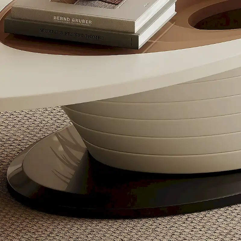 Light Luxury Modern Minimalist Oval Glass Tabletop Coffee Table Gray Base 51 in. - L 51.18'W 25.59'H 14.37'