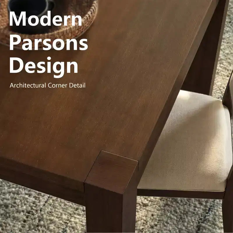 Modern Dining Set - 80 Table + 6 Cushioned Chairs, Solid Wood Frame, 400lbs Table Capacity, Easy Assembly