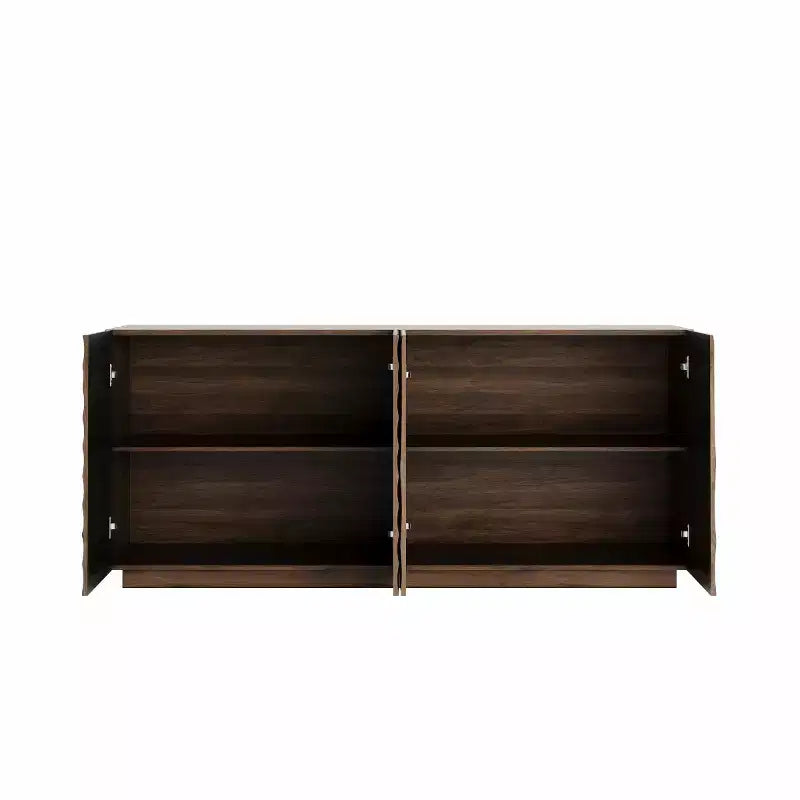 59 Modern Spiral Sideboard Buffet Cabinet, Low Profile Art Entryway Storage Cabinet with 3D Ripple Texture Doors
