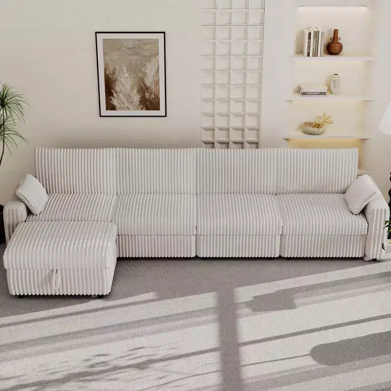 Dyonery Modular Corduroy Sectional Sofa with Washable Covers