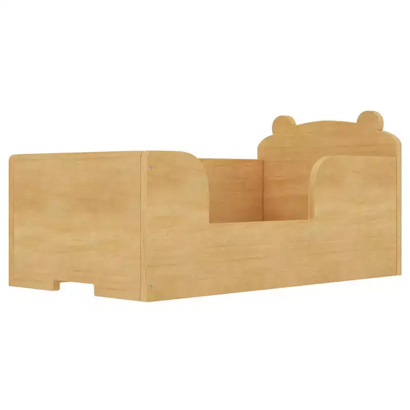 Okak Bear-Shaped Floor Bed for Ages 3-6, Toddler Bed Frame with Safety Fence, Cute Animal-Shaped Kids Bed