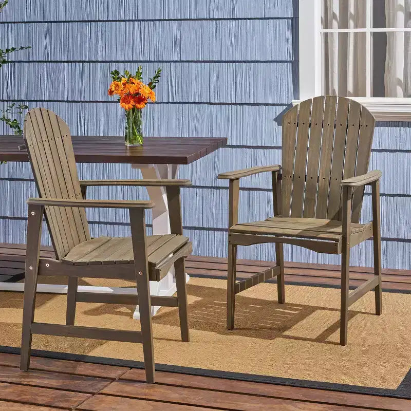 2pk Malibu Acacia Wood Patio Adirondack Dining Chairs - Christopher Knight Home
