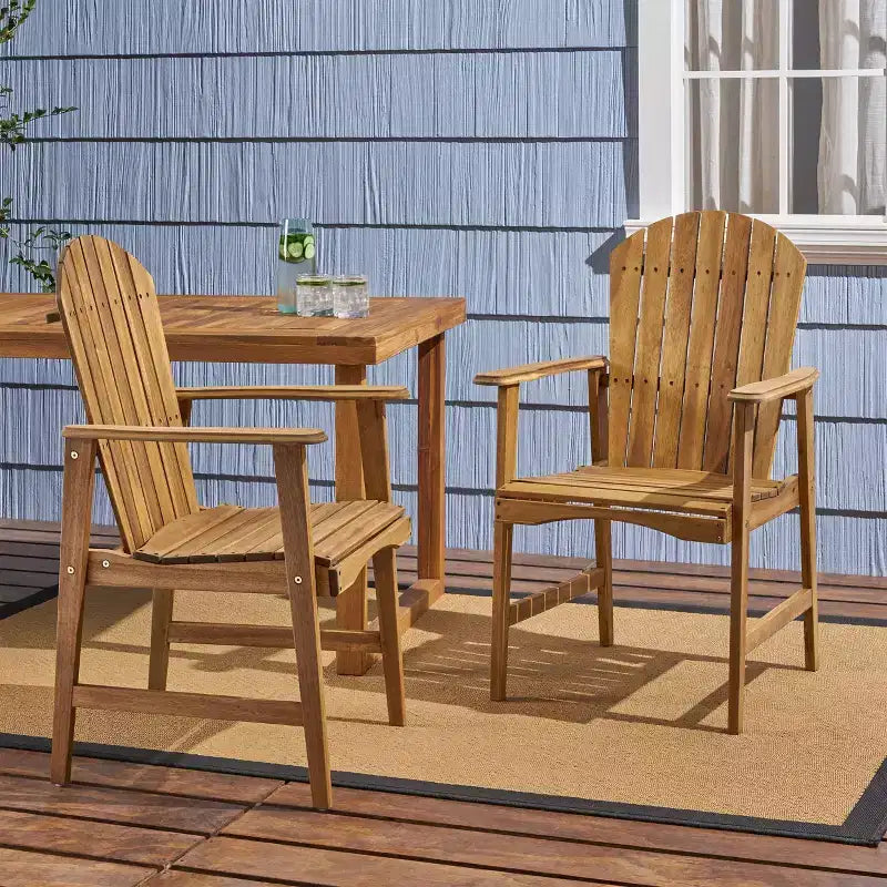 2pk Malibu Acacia Wood Patio Adirondack Dining Chairs - Christopher Knight Home