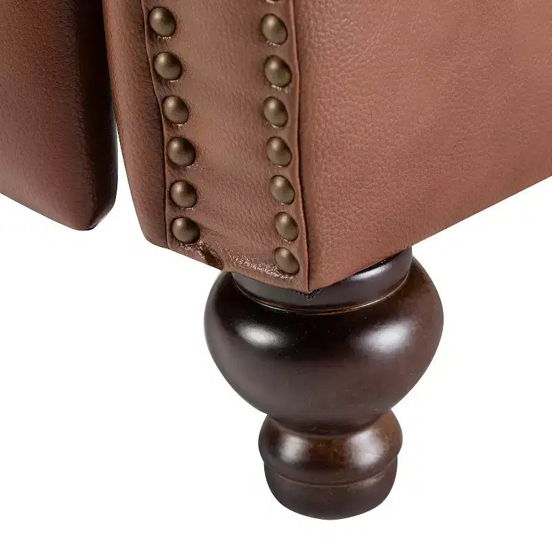 Set of 2 Elisabete Modern Wingback Genuine Leather Recliner with Vintage Nail Head Trim for Living Room and Bedroom| ART OF LIVING DESIGNS