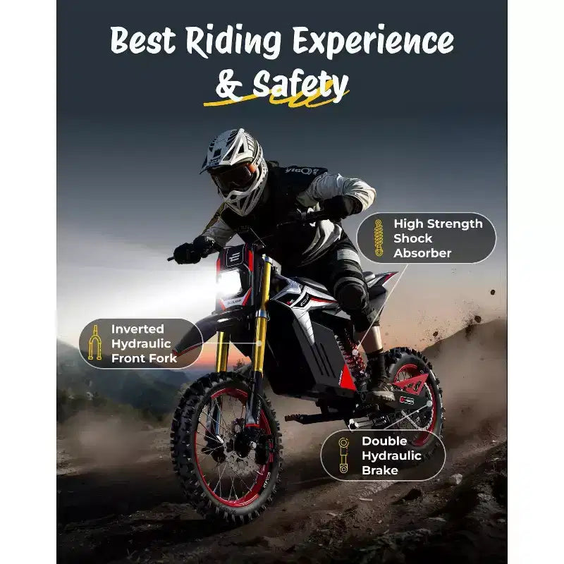 ECOLEAP 3500W Peak Electric Dirt Bike for Teens & Adults, 37MPH Off-Road E-Bike, 48V 21Ah Battery, Up to 55-Mile Range, 400LBS, 13+