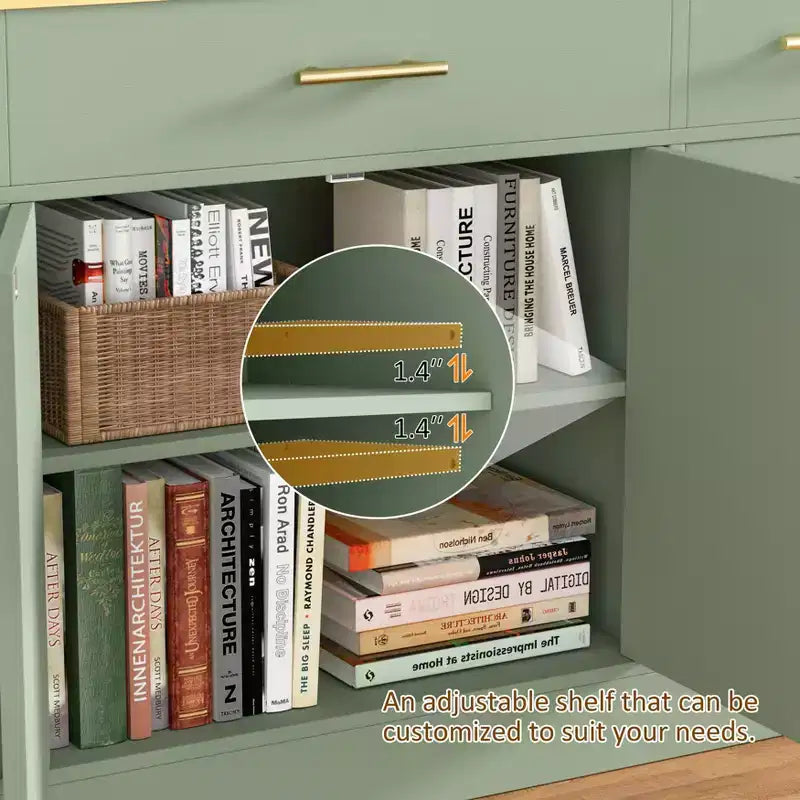 Celebalcony Buffet Cabinet with Storage,53.4 Large Kitchen Storage Cabinet with 3 Drawers & 4 Doors, Adjustable Shelf for Kitchen,Living Room