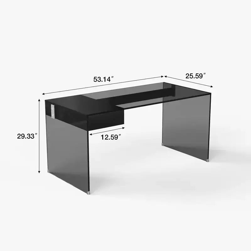 Luck Live Modern 53.14-inch Tempered glass desk