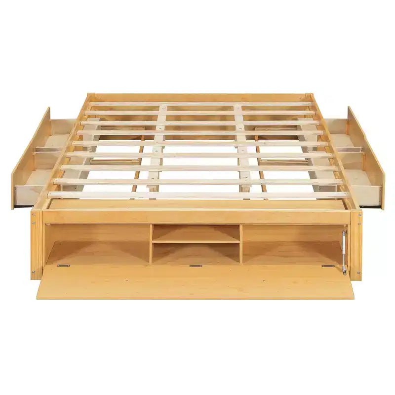 Whisen Queen Platform Bed Frame with 4 Storage Drawers and Footboard Storage