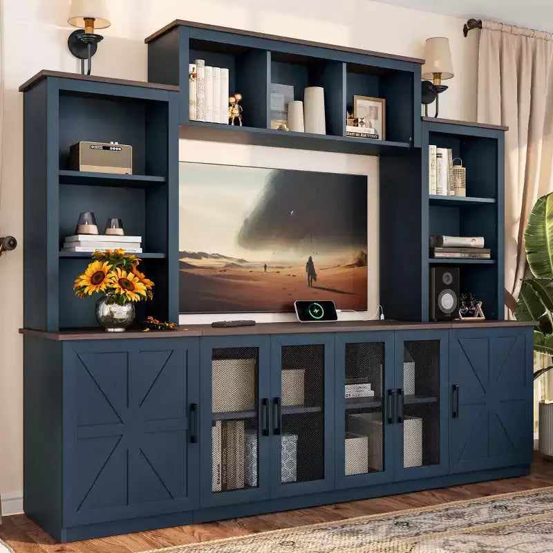Modern TV Stand for 55-Inch TV with Charging Station, Media Console with Large Storage Cabinets, Entertainment Center for Living Room-Panipeachy