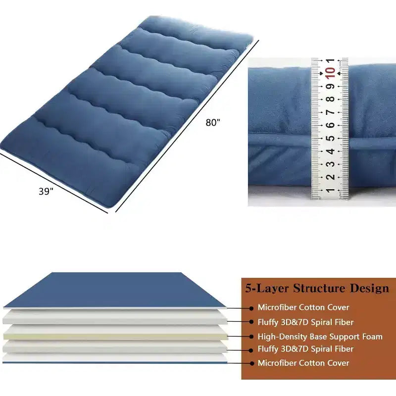 Japanese Futon Mattress, Foldable Floor Sleeping Pad, Tatami Mat for Home, Camping Mattress