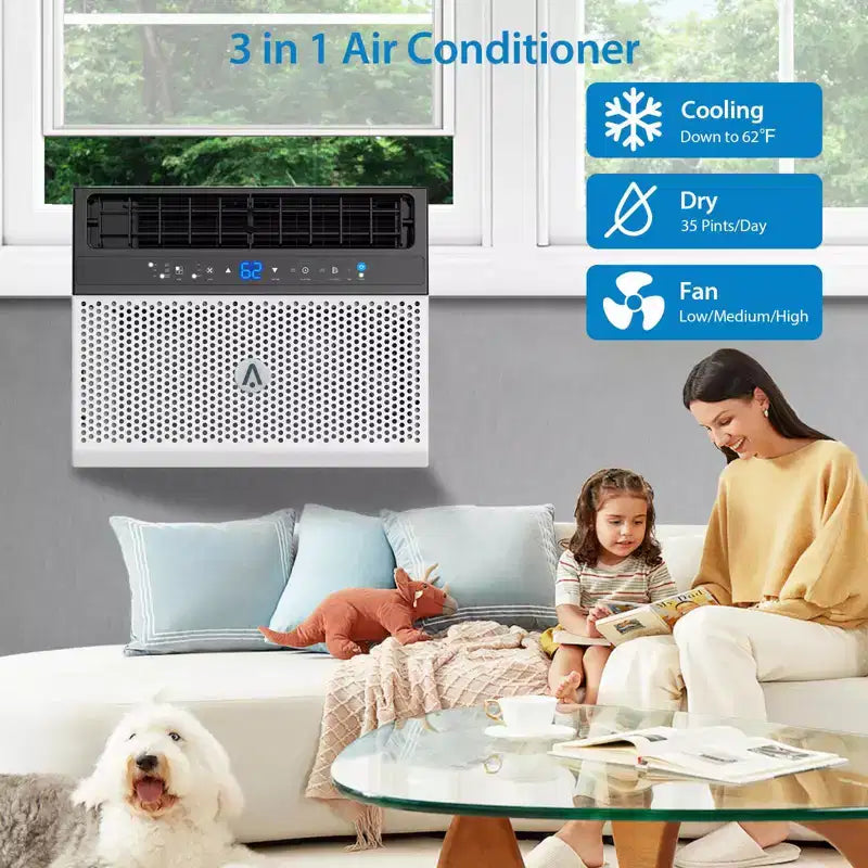 Acekool 6,000 BTU Smart Window Air Conditioner, Wi-Fi Room AC with Remote, Quiet Cooling for Rooms up to 250 Sq Ft
