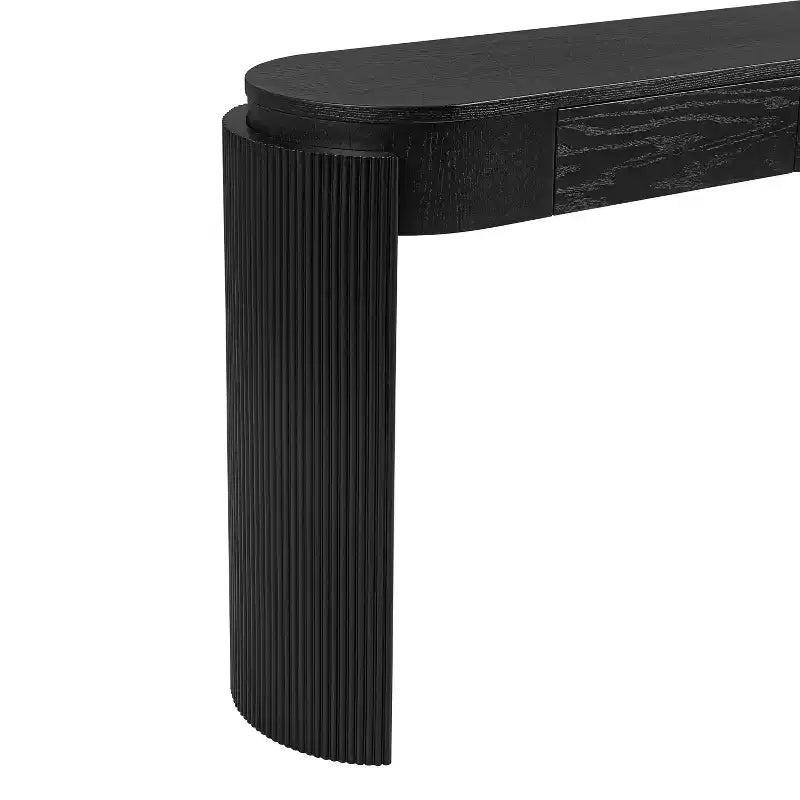 Merax Modern Oval-Top Console Table with Fluted Curved Legs & Dual Hidden Drawers