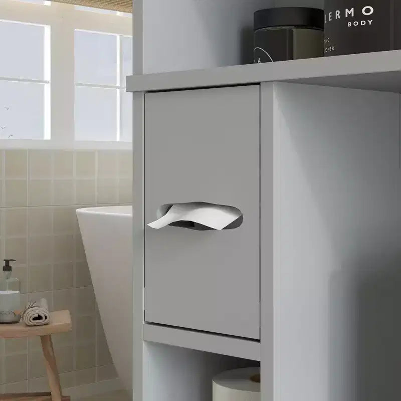 Meuble de rangement WC HOMCOM, Armoire de salle de bain moderne au-dessus des toilettes avec 2 portes, porte-papier toilette, étagère WC autoportante