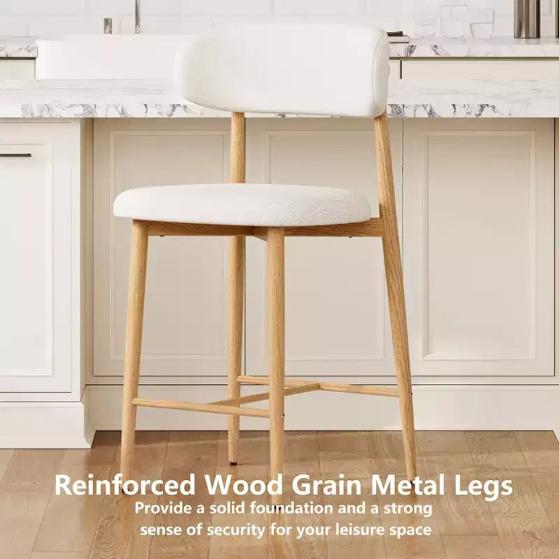 Counter Height Bar Stool with Upholstered Seat & Metal Legs, 26.3 Modern Kitchen Island Chair