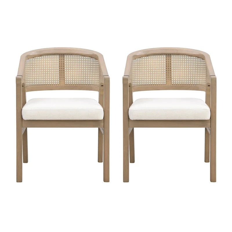 Christopher Knight Home - Chaise de salle à manger capitonnée en cannage (Lot de 2)