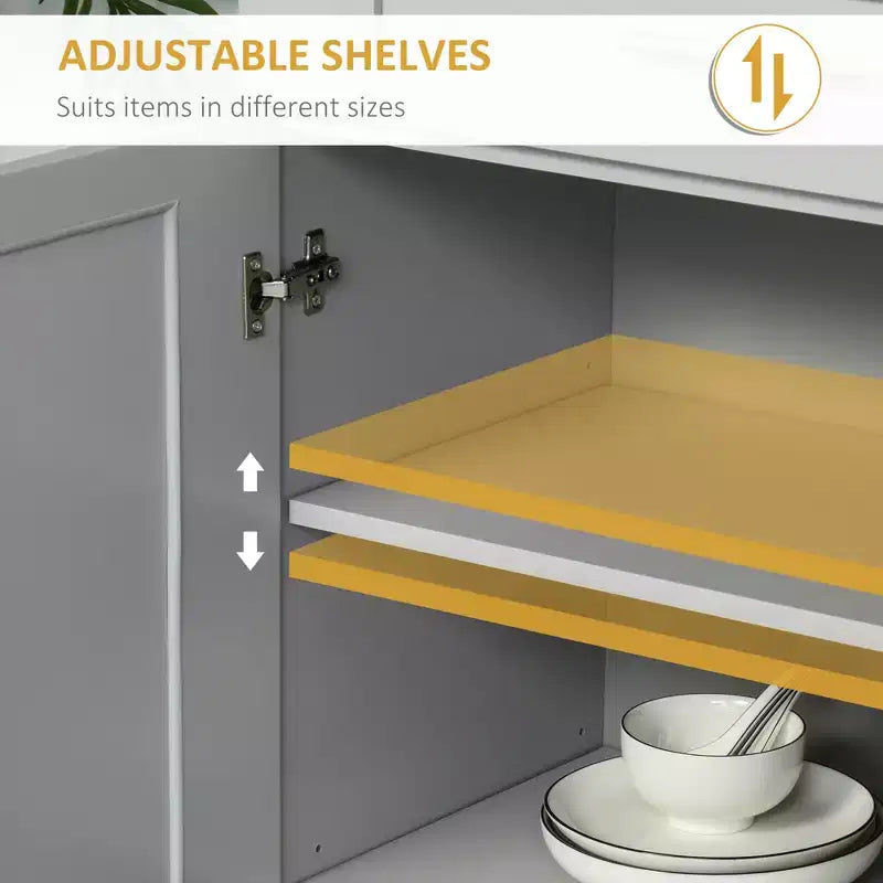 Modern Kitchen Pantry Freestanding Cabinet Cupboard with Doors and Drawer, Adjustable Shelving
