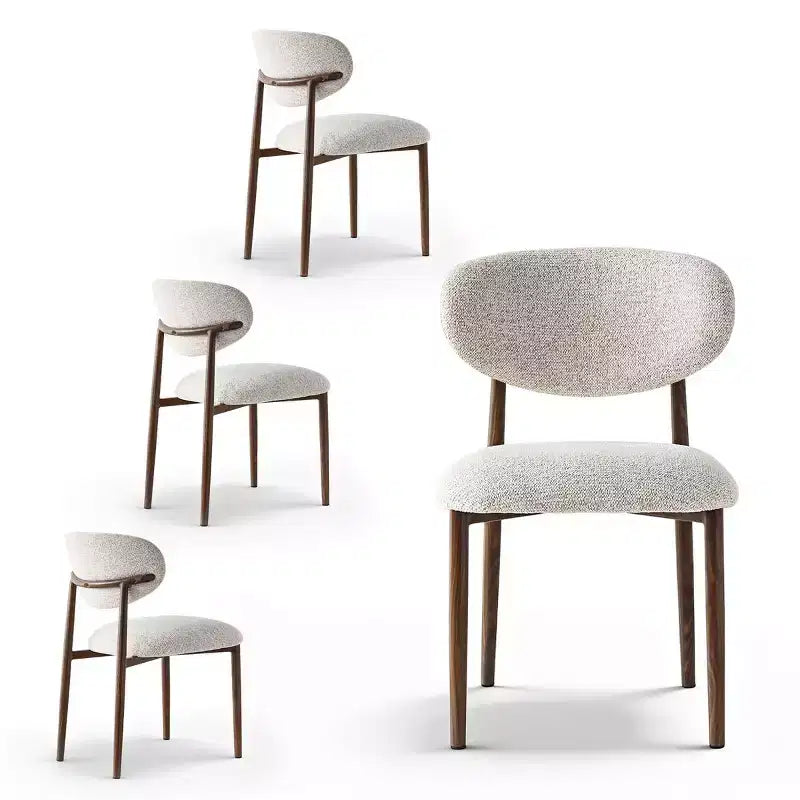 Set of 4 Modern Upholstered Dining Chairs with Curved Backrest, Iron Frame Armless Side Chairs for Dining Room, Kitchen-Panipeachy