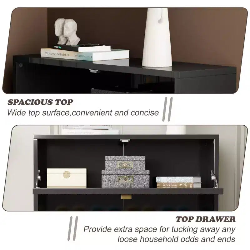CLIHOME 24 Pair Entryway Shoe Storage Organizer Cabinet Flip Drawers Closet Shoe Rack Shelf Organizer