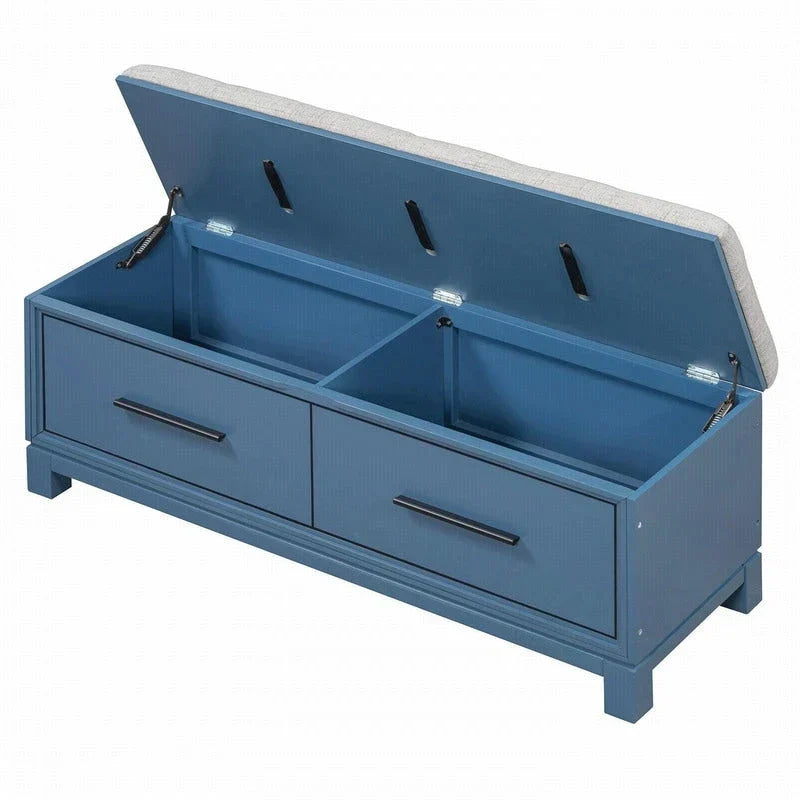 Shoe Bench with Removable Cushion and Hidden Storage for Entryway and Living Room Organization