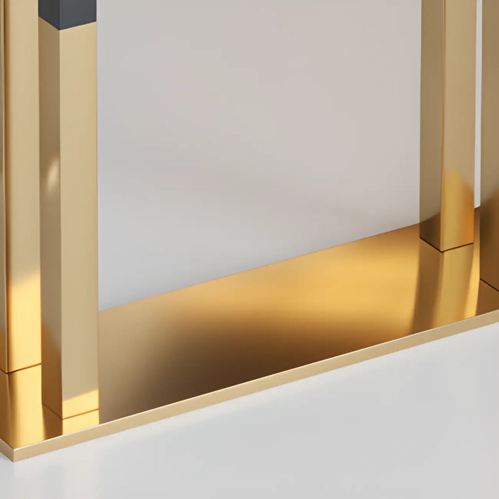 Luxury Rectangle Wooden Bar Table Gold Sled Base for Dining