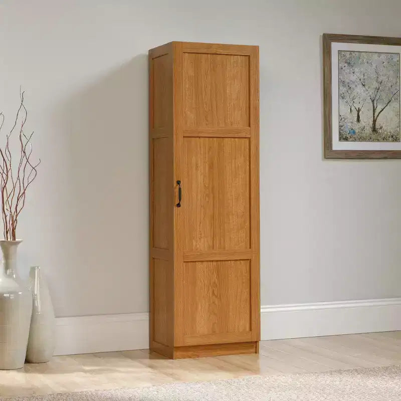 Pantry Storage Cabinet - Highland Oak, Traditional Style, 3 Adjustable Shelves