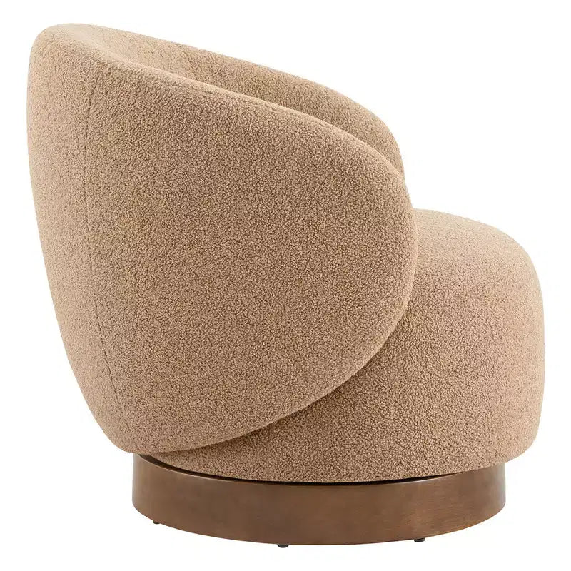 Spruce&Spring Upholstered Swivel Accent Barrel Chair with Wood Base