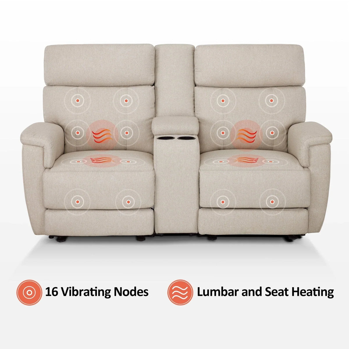 MCombo 60.2 Power Loveseat Recliner Sofa with Massage and Dual Heating, Adjustable Headrest, USB & Type C Port, Fabric