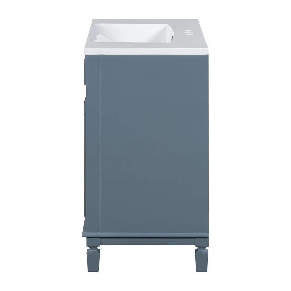 36'' Modern Bathroom Vanity with Top Sink and Mirror Cabinet,2 Doors and 2 Drawers
