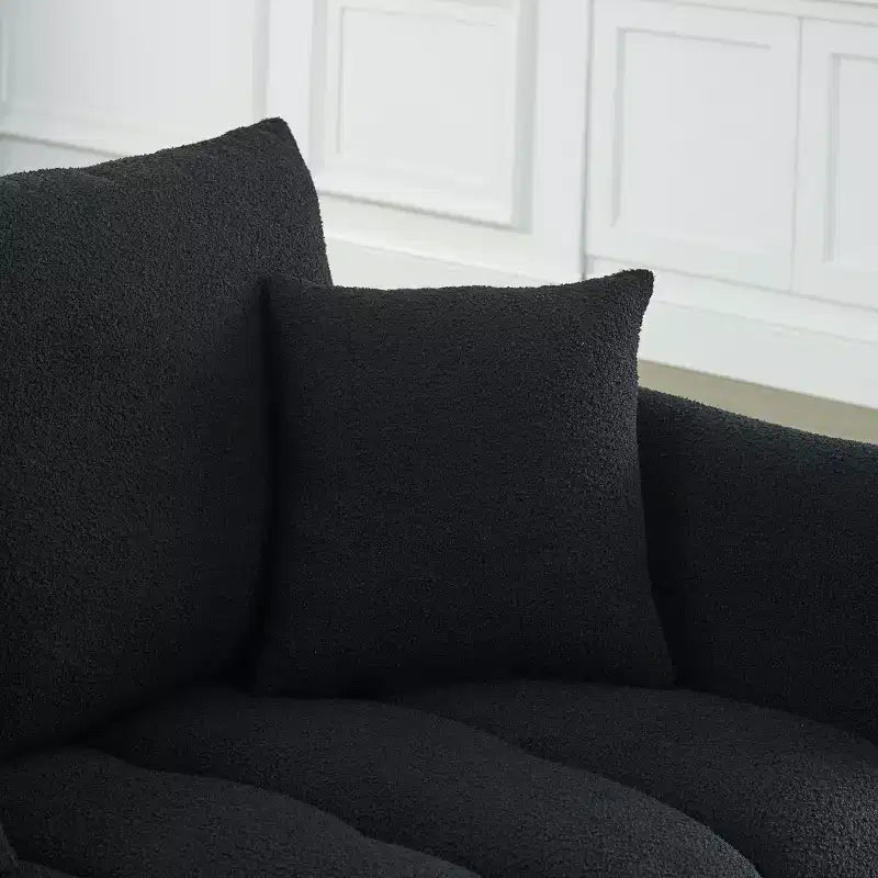 GDFStudio Alanna 79.5 Modern Teddy Fabric Upholstered 3-Seater Sofa with Pillows