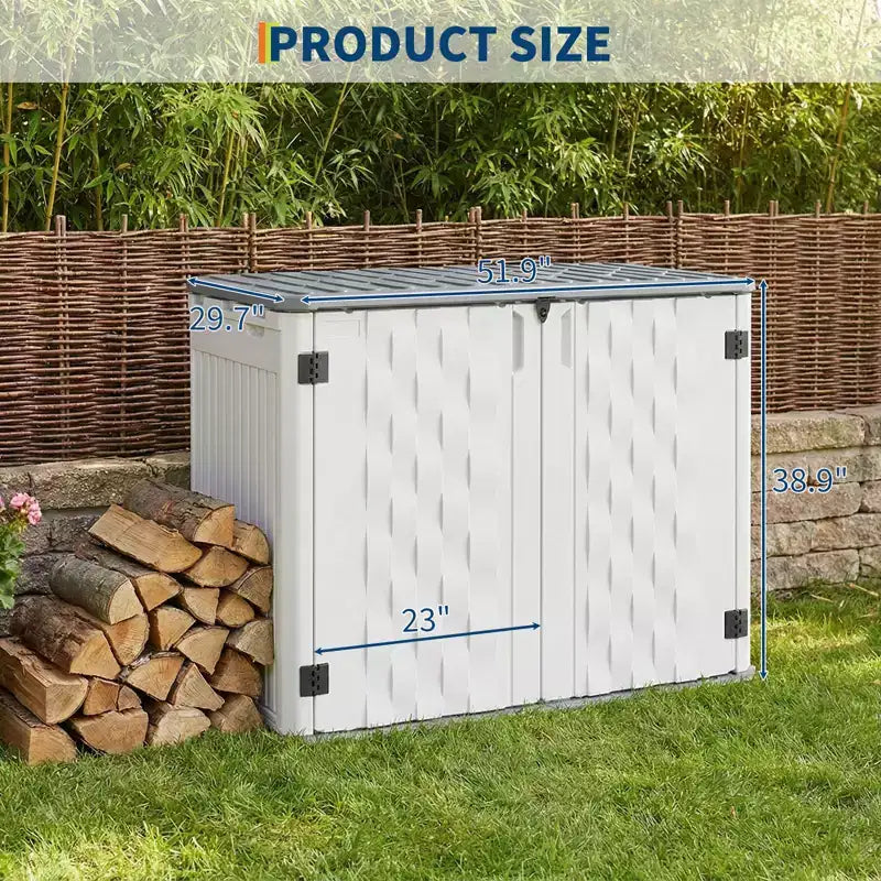 Outdoor Storage Cabinet, Waterproof Outdoor Resin Storage Box, for Garbage Cans
