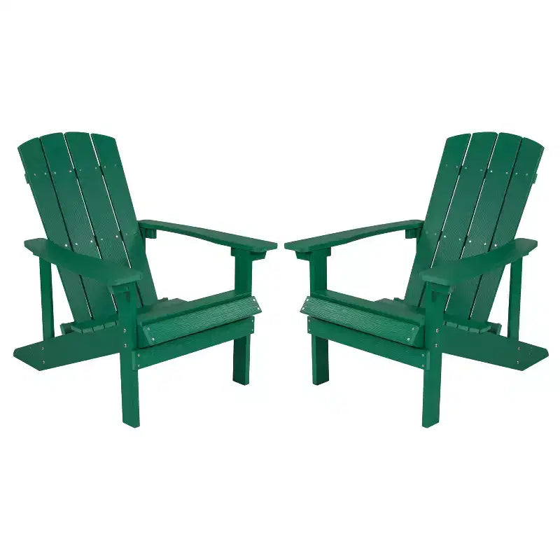 Flash Furniture Set of 2 Charlestown All-Weather Poly Resin Wood Adirondack Chairs
