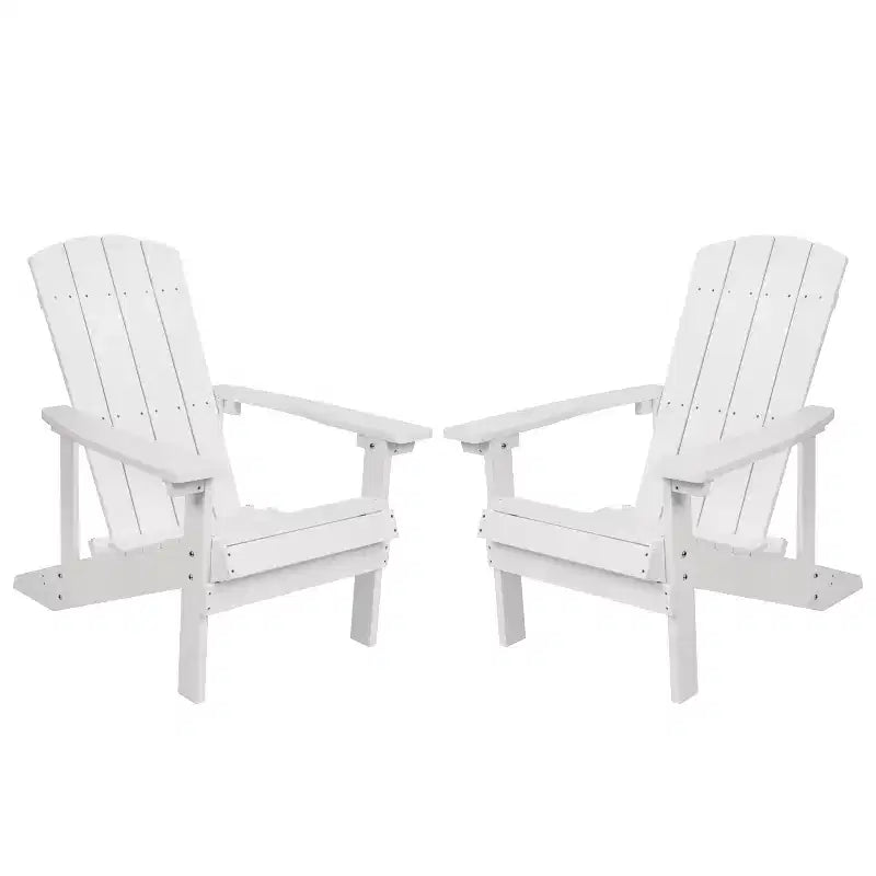 Flash Furniture Set of 2 Charlestown All-Weather Poly Resin Wood Adirondack Chairs