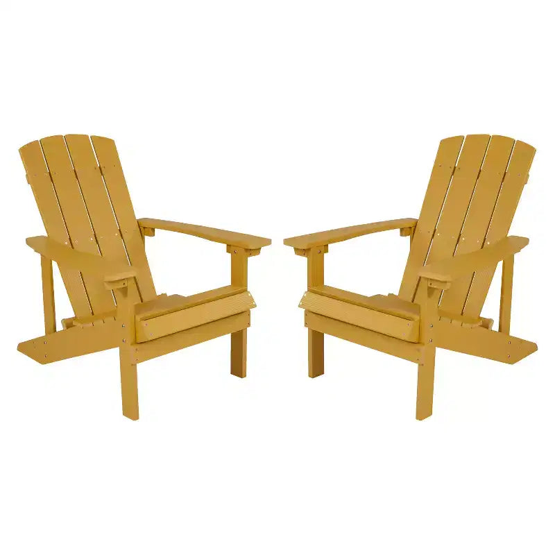 Flash Furniture Set of 2 Charlestown All-Weather Poly Resin Wood Adirondack Chairs