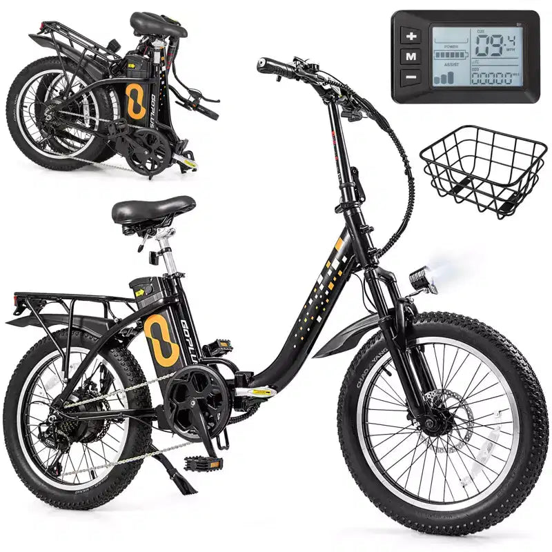 Costway Folding Electric Mountain Bike for Adults with 20 Fat Tires 750W Brushless Motor 54V 13Ah UL2849