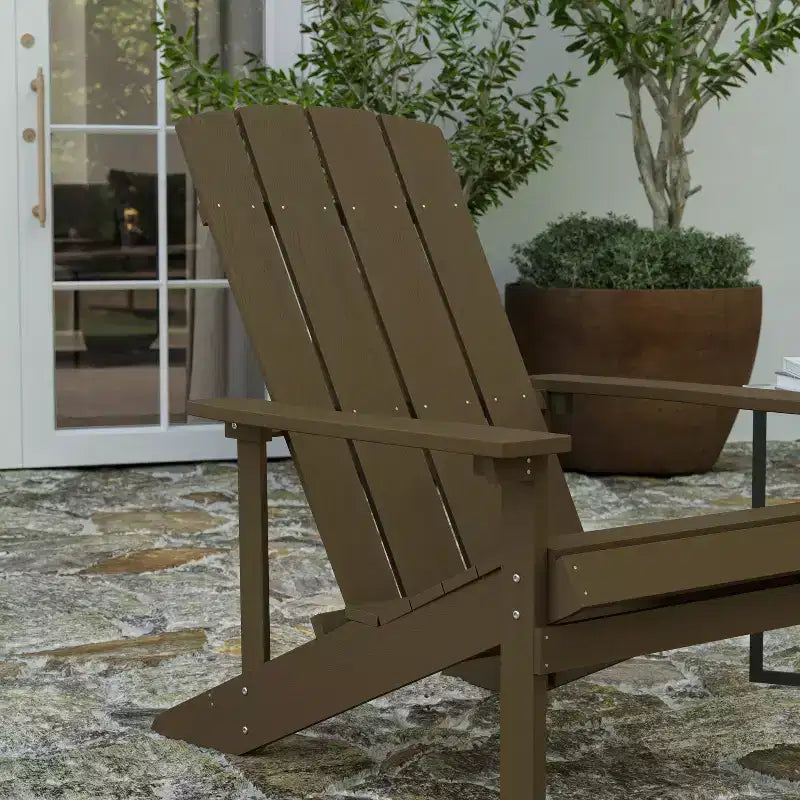 Merrick Lane Set of 2 Adirondack Patio Chairs With Vertical Lattice Back And Weather Resistant Frame