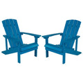 Merrick Lane Set of 2 Adirondack Patio Chairs With Vertical Lattice Back And Weather Resistant Frame