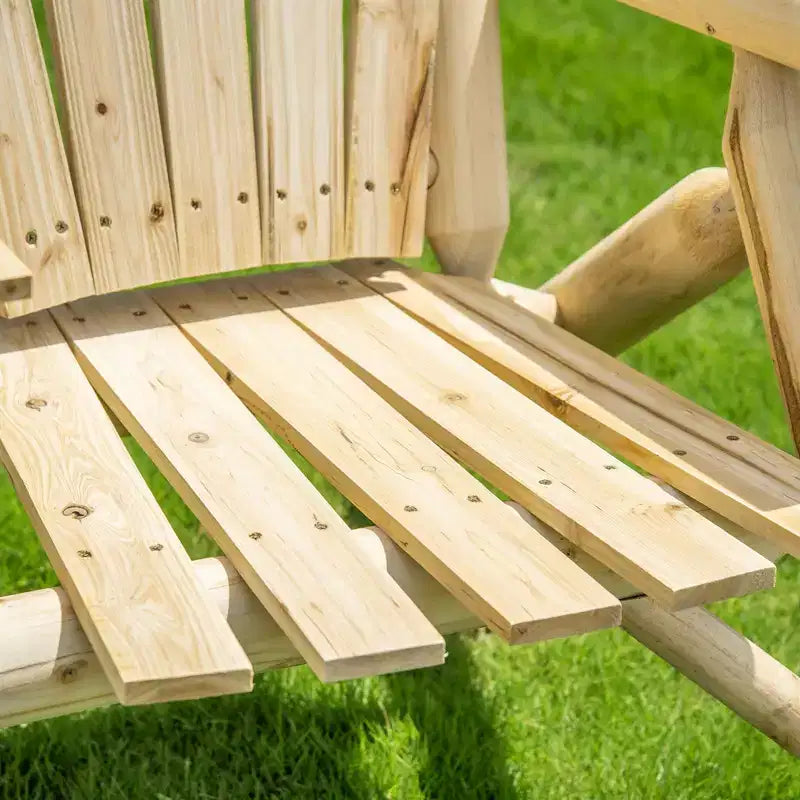 Banc de patio Adirondack en bois Outsunny avec table basse centrale, parfait pour se détendre et se relaxer en plein air