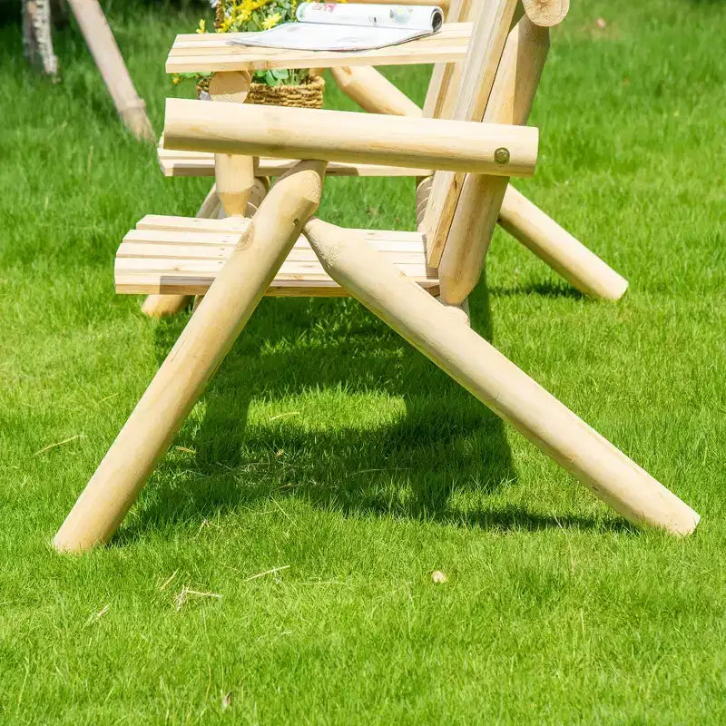 Banc de patio Adirondack en bois Outsunny avec table basse centrale, parfait pour se détendre et se relaxer en plein air